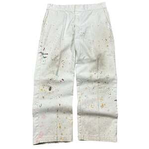 Vintage Dickies Painter Pants 36x28 White Cream Tousers 90s Workwear Distressed